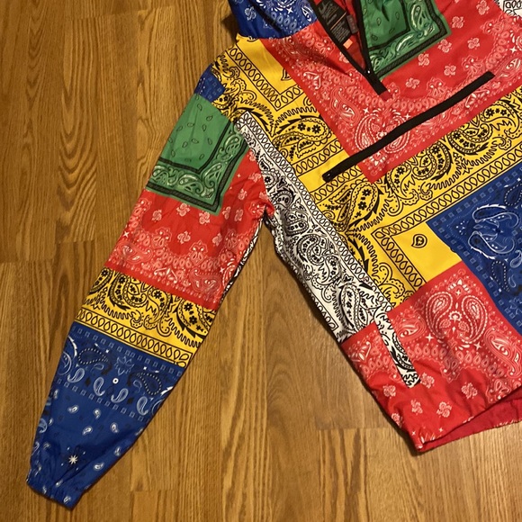 NWT Bleecker & Mercer patchwork printed multicolored 3/4 zippered jacket  men Sm - Picture 4 of 10